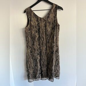 Vintage silk Sleeveless Brown mini Dress